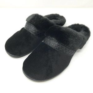 3/$25 ISOTONER Black Faux Fur Memory Foam House Slippers 9.5-10